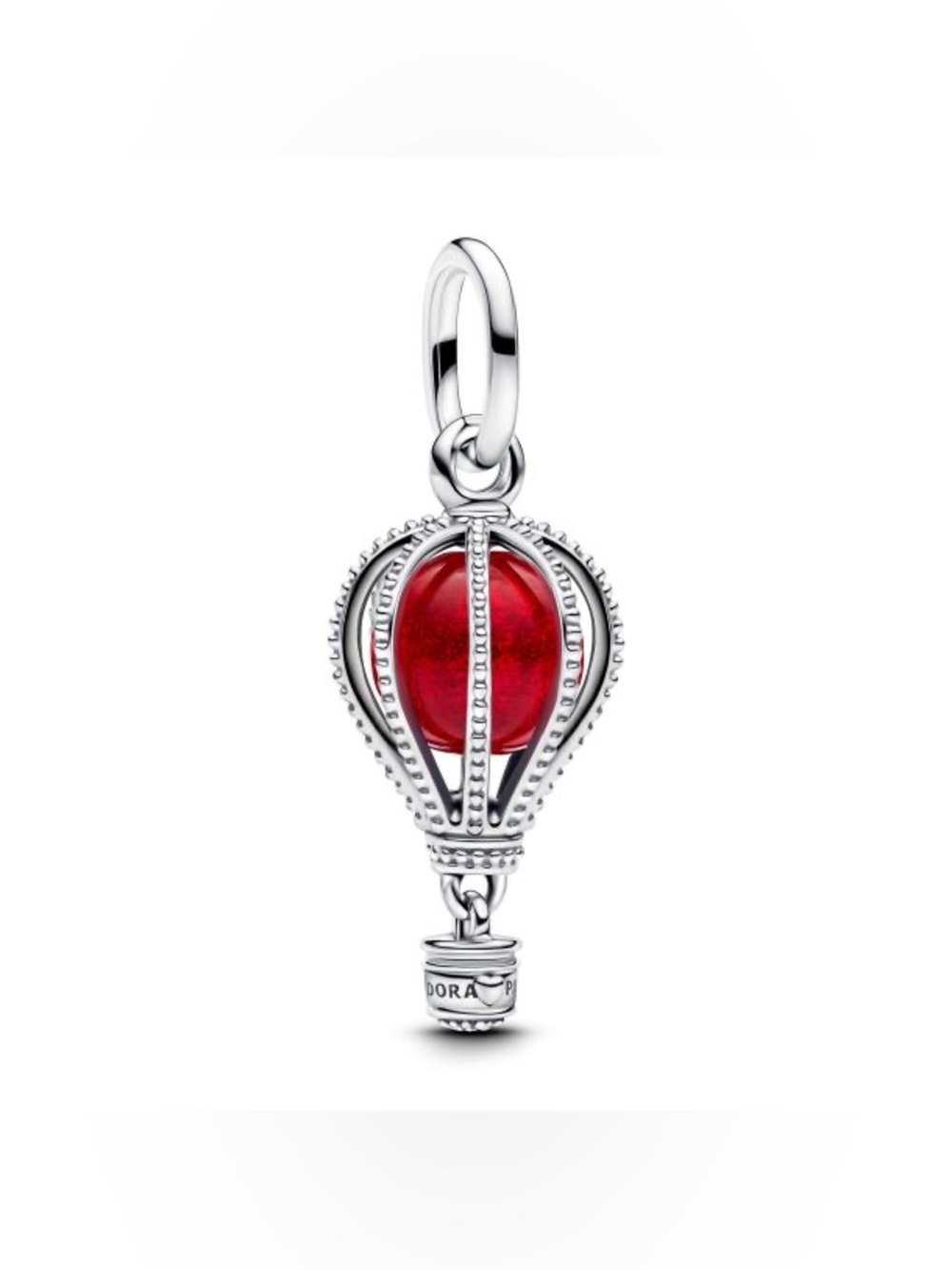 Pandora Red Hot Air Balloon Murano Glass Dangle Charm